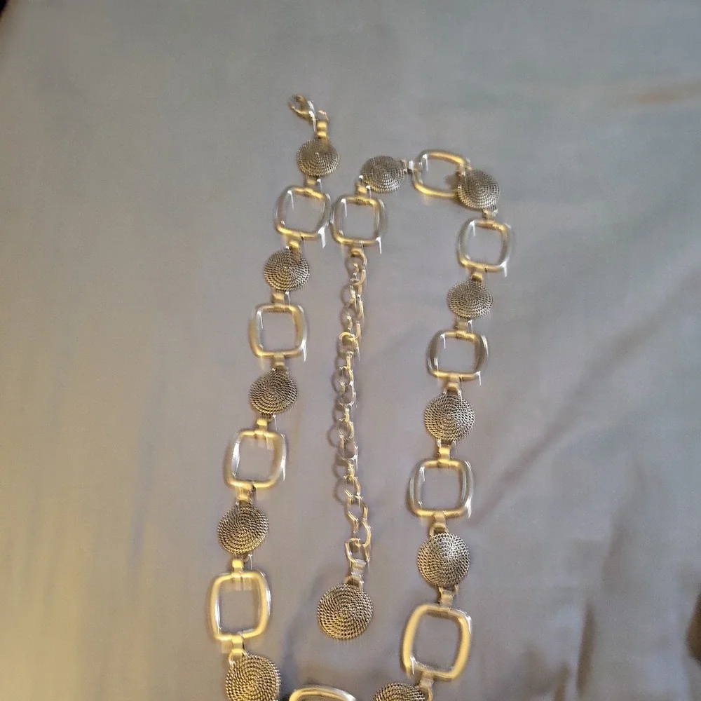 VINTAGE STAINLESS STEEL HEAVY CHAIN LINK BELT ADJUSTABLE 60s 70s ESTATE 44
